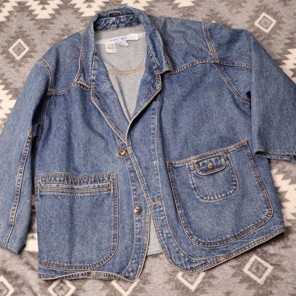 VTG 90s Marithe Francois Girbaud Stone Wash Denim Jacket Medium Blue Chore Coat